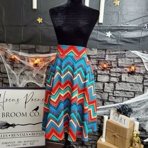 Colorful Chevron Midi Skirt